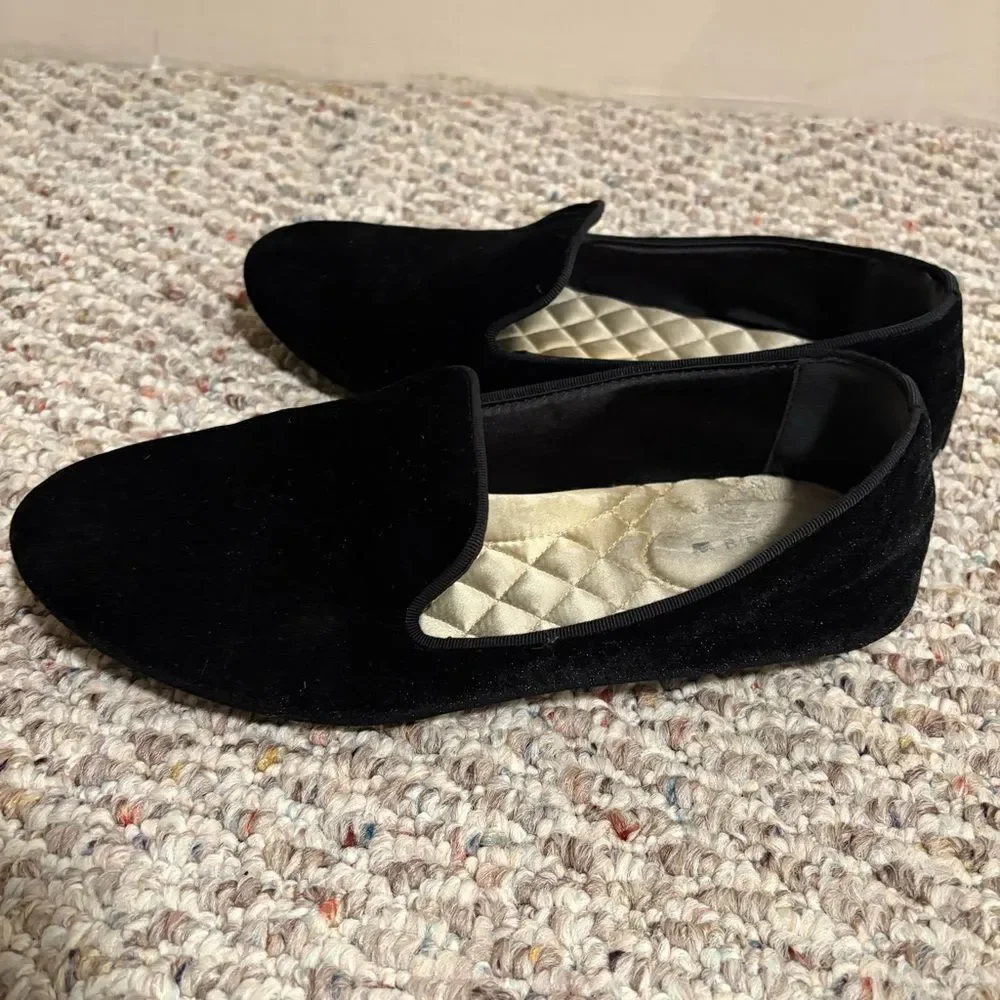 Birdies The Starling Black Velvet Loafers- Size 8